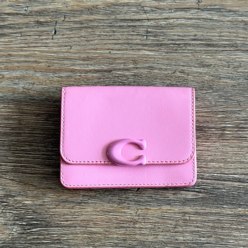 Pink Coach Leather Bandit Card Case
